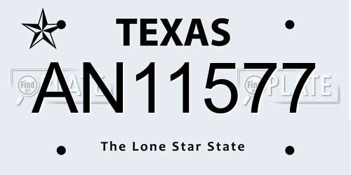 AN11577 Texas License Plate