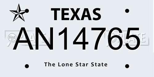 AN14765 Texas License Plate