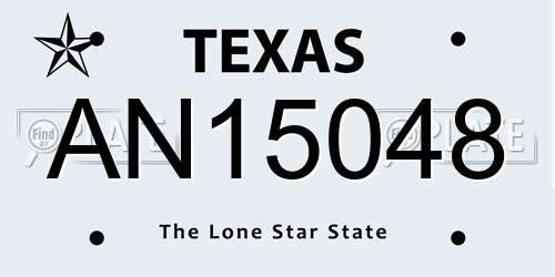 AN15048 Texas License Plate