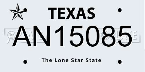 AN15085 Texas License Plate