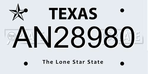 AN28980 Texas License Plate
