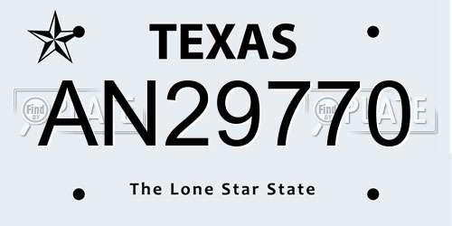 AN29770 Texas License Plate