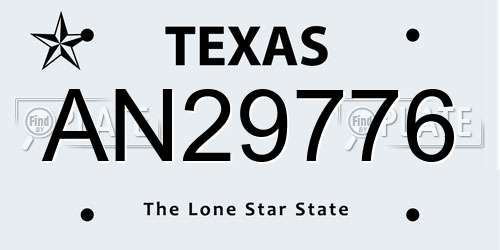 AN29776 Texas License Plate