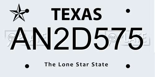 AN2D575 Texas License Plate