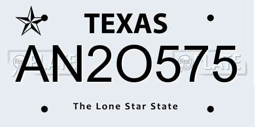 AN2O575 Texas License Plate