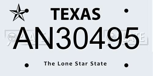 AN30495 Texas License Plate