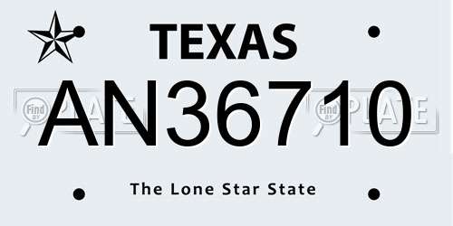 AN36710 Texas License Plate