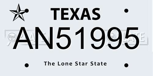 AN51995 Texas License Plate