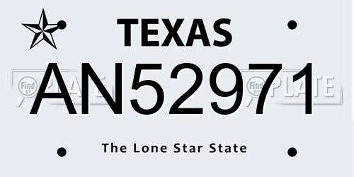AN52971 Texas License Plate