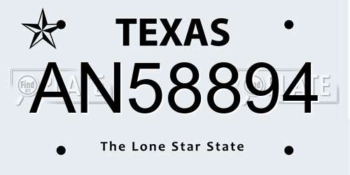 AN58894 Texas License Plate