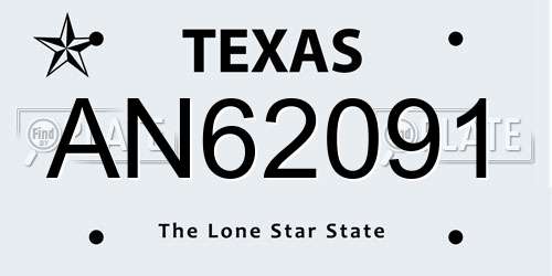 AN62091 Texas License Plate