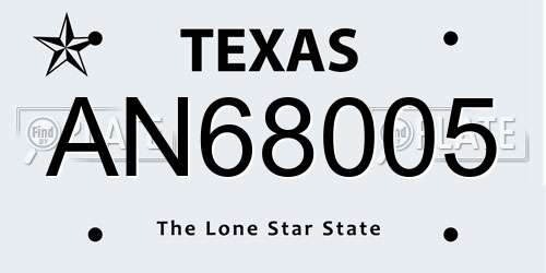 AN68005 Texas License Plate