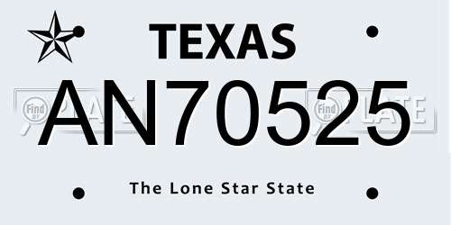 AN70525 Texas License Plate