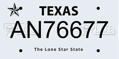 AN76677 Texas License Plate