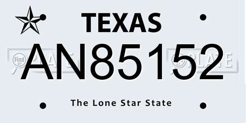 AN85152 Texas License Plate