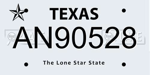 AN90528 Texas License Plate