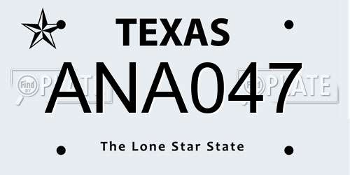 ANA047 Texas License Plate