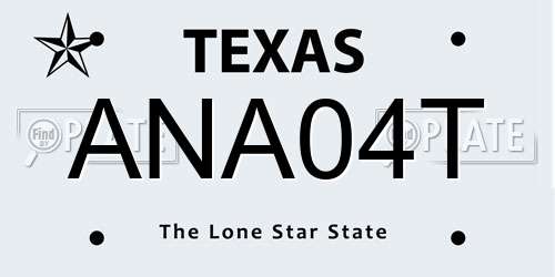 ANA04T Texas License Plate