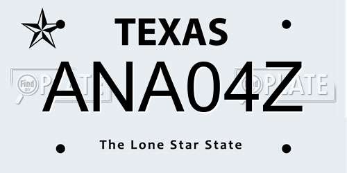 ANA04Z Texas License Plate