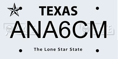 ANA6CM Texas License Plate