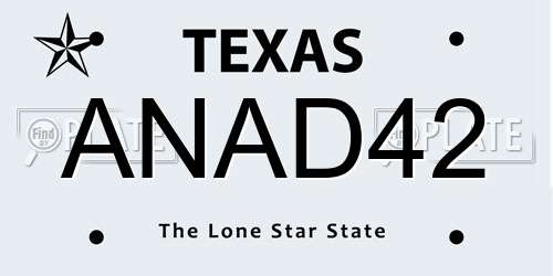 ANAD42 Texas License Plate
