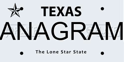 ANAGRAM Texas License Plate