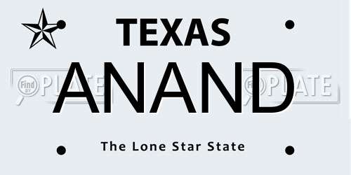 ANAND Texas License Plate