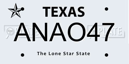 ANAO47 Texas License Plate