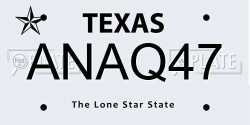 ANAQ47 Texas License Plate