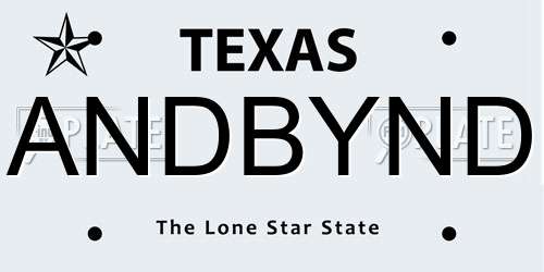 ANDBYND Texas License Plate