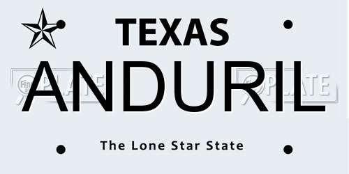 ANDURIL Texas License Plate
