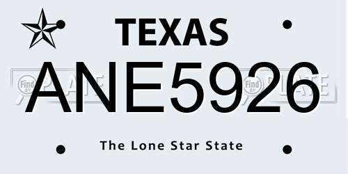 ANE5926 Texas License Plate