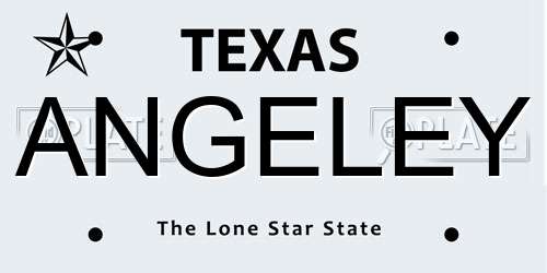 ANGELEY Texas License Plate