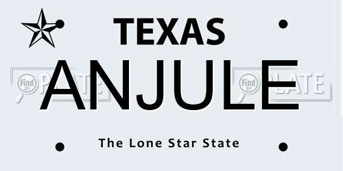 ANJULE Texas License Plate