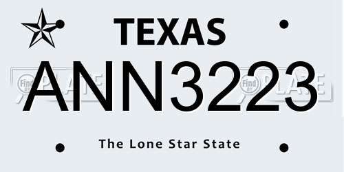 ANN3223 Texas License Plate