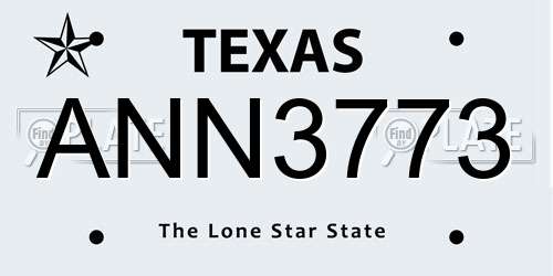 ANN3773 Texas License Plate