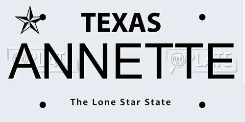ANNETTE Texas License Plate