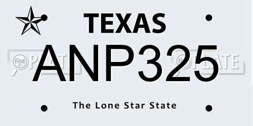 ANP325 Texas License Plate