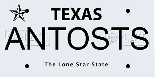 ANTOSTS Texas License Plate