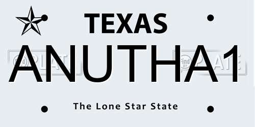 ANUTHA1 Texas License Plate