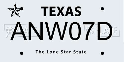 ANW07D Texas License Plate