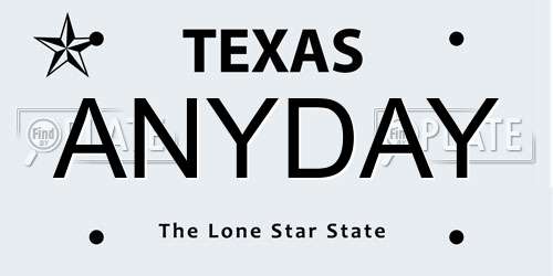 ANYDAY Texas License Plate