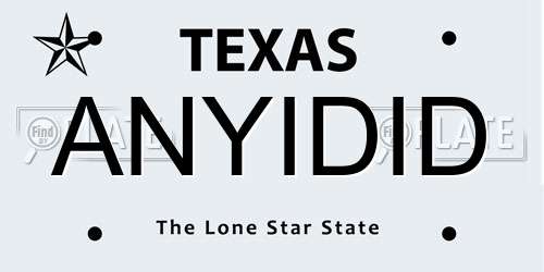ANYIDID Texas License Plate