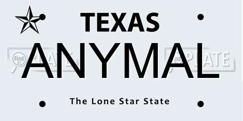 ANYMAL Texas License Plate