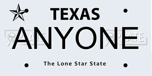 ANYONE Texas License Plate