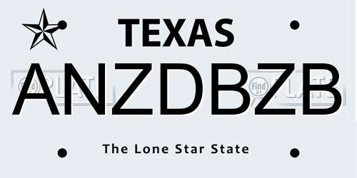 ANZDBZB Texas License Plate