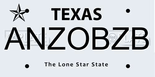 ANZOBZB Texas License Plate