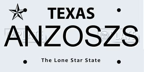 ANZOSZS Texas License Plate