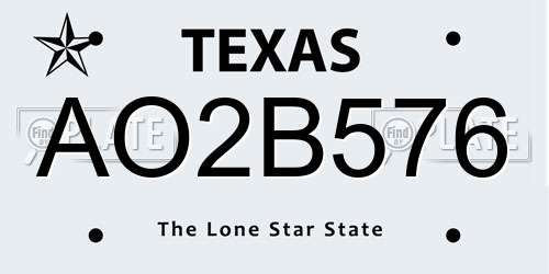 AO2B576 Texas License Plate