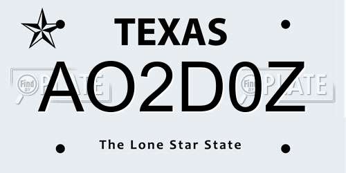 AO2D0Z Texas License Plate